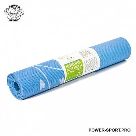 STARFIT FM-102-0,4N PVC Коврик для йоги 0,4 см с рисунком, голубой