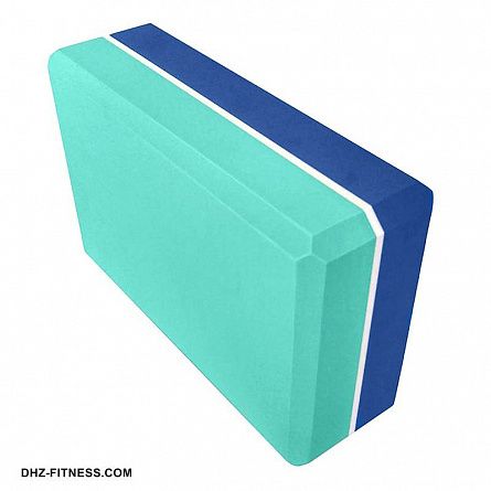 QUANTUM E29313-1 Йога блок полумягкий 2-х цветный (синий-бирюзовый)