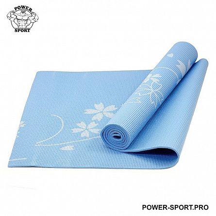 STARFIT FM-102-0,4N PVC Коврик для йоги 0,4 см с рисунком, голубой
