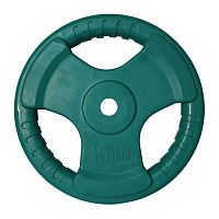 PROFI-FIT Диск Ф26 обрезиненный цветной "Тройной хват" 10 кг зеленый