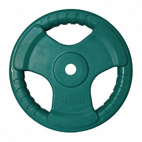 PROFI-FIT Диск Ф26 обрезиненный цветной "Тройной хват" 10 кг зеленый