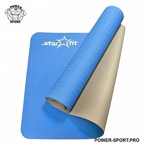 STARFIT FM-201-0,5 TPE Коврик для йоги 0,5 см, синий / серый STARFIT FM-201-0,5 TPE Коврик для йоги 0,5 см, синий / серый