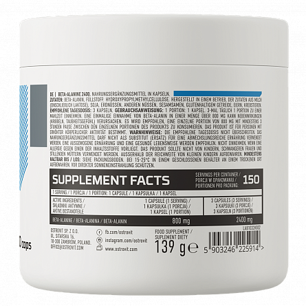 фото OSTROVIT Beta-Alanine 2400 мг 150 капсул