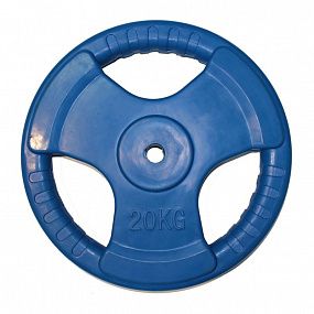 PROFI-FIT Диск Ф26 обрезиненный цветной "Тройной хват" 20 кг синий