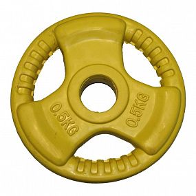 PROFI-FIT Диск Ф26 обрезиненный цветной "Тройной хват"  0,5 кг желтый