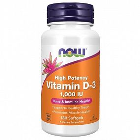 фото NOW Vitamin D3 1000 IU High Potency, 180 капсул фото NOW Vitamin D3 1000 IU High Potency, 180 капсул