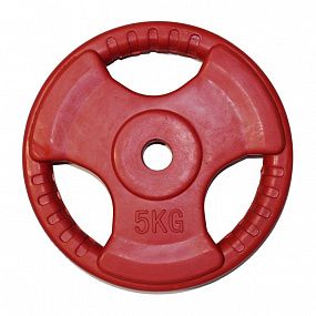 PROFI-FIT Диск Ф26 обрезиненный цветной "Тройной хват"  5 кг красный